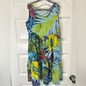 Jams World Girls Sleeveless Floral Print Colorful Hawaiian Dress - EUC